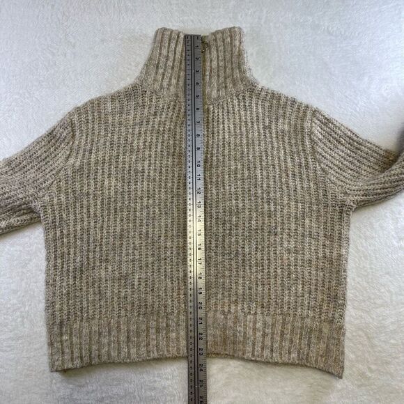 Sincerely Jules 1/2 Zip cropped knitted sweater Sz Medium Wool Cowl Turtleneck - Picture 9 of 13
